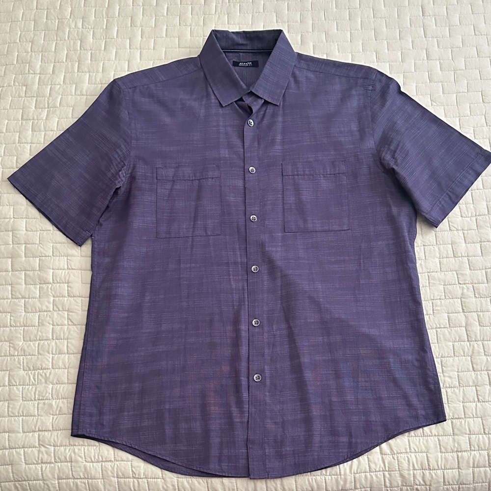 Alfani Men's Casual Purple Button Down Shirt